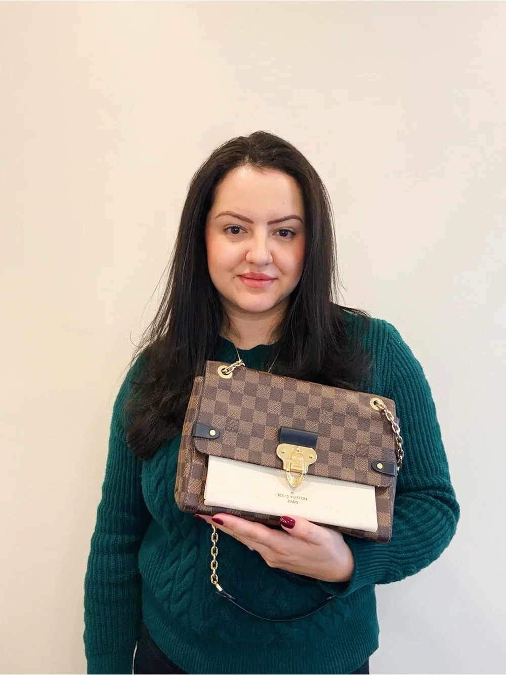 Authentic- Louis Vuitton Vavin PM – Damier Ebene / Creme